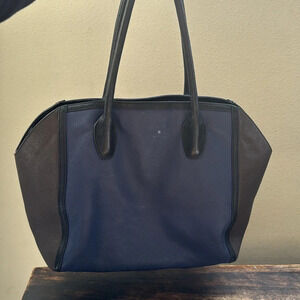 FURLA BLUE AND TAUPE GREY color block   LEATHER BAG